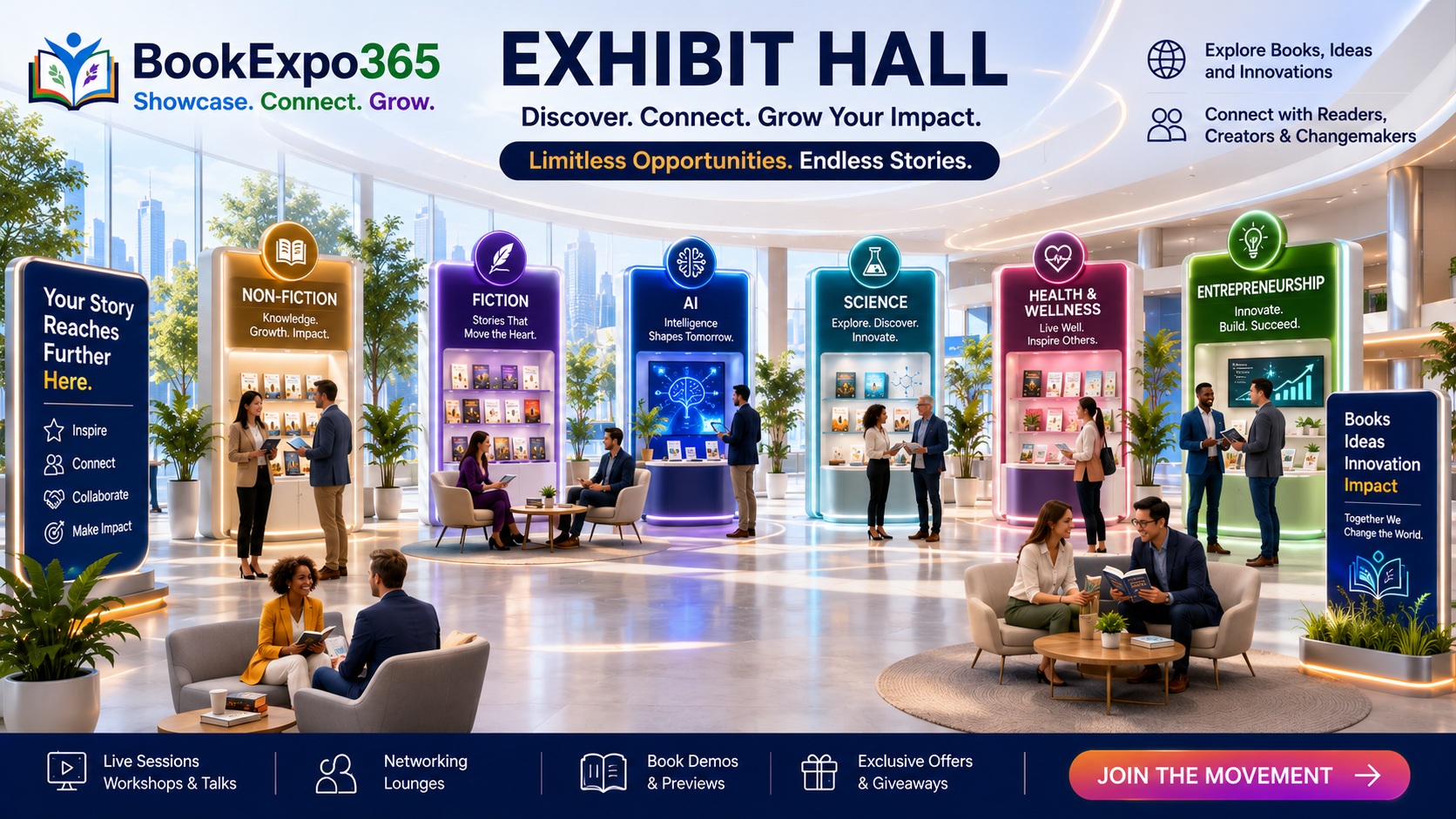 Publishers showcasing catalogs in the BookExpo365 exhibit hall